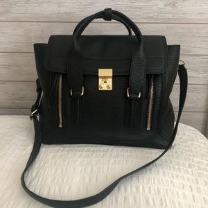 3.1 Phillip Lim Medium Pashli Black Leather Bag with Gold Accents